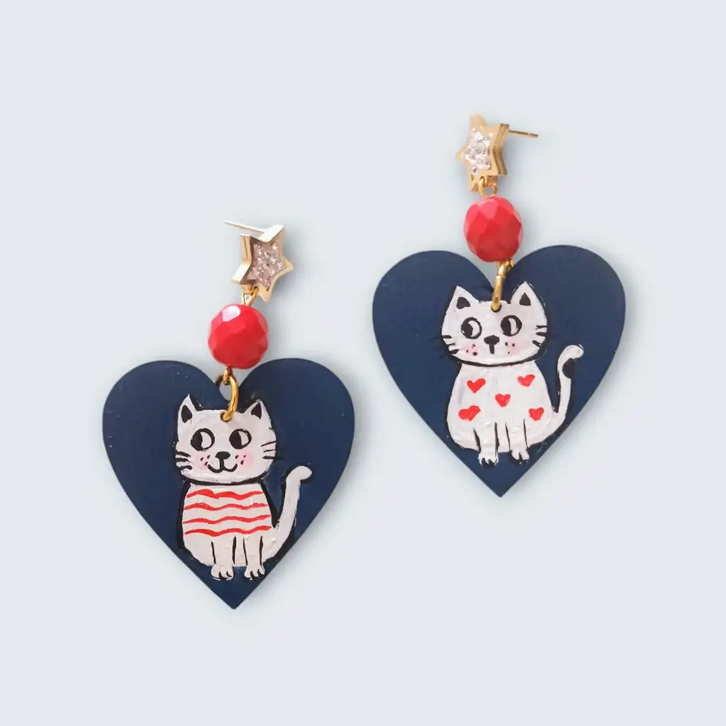 Aretes de Madera Gatos L