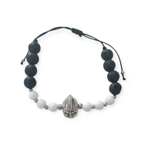 Pulsera Piedra Volcánica y Ónix Blanco