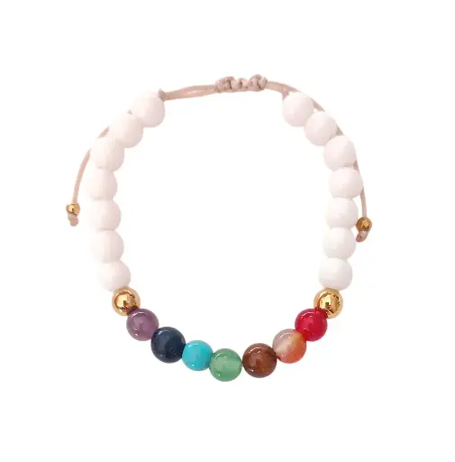 Pulsera 7 Chakras y Ónix Blanco