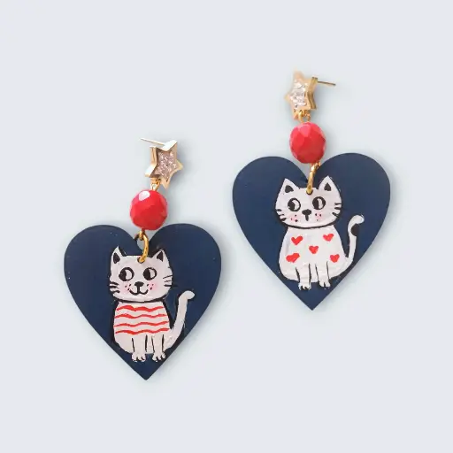 Aretes de Madera Gatos L